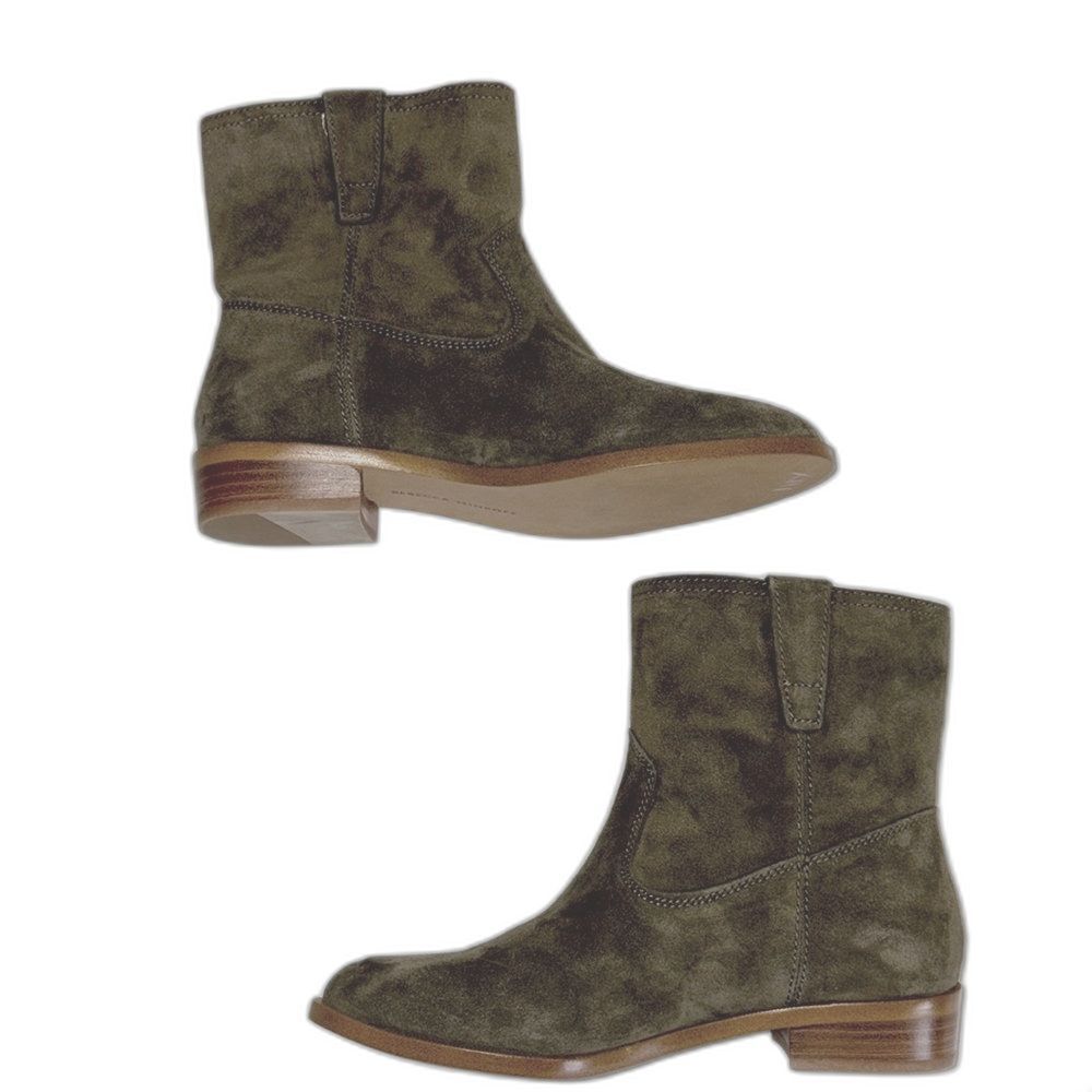 NWOT Rebecca Minkoff Chasidy Olive green suede short boots size 5 - Picture 2 of 8